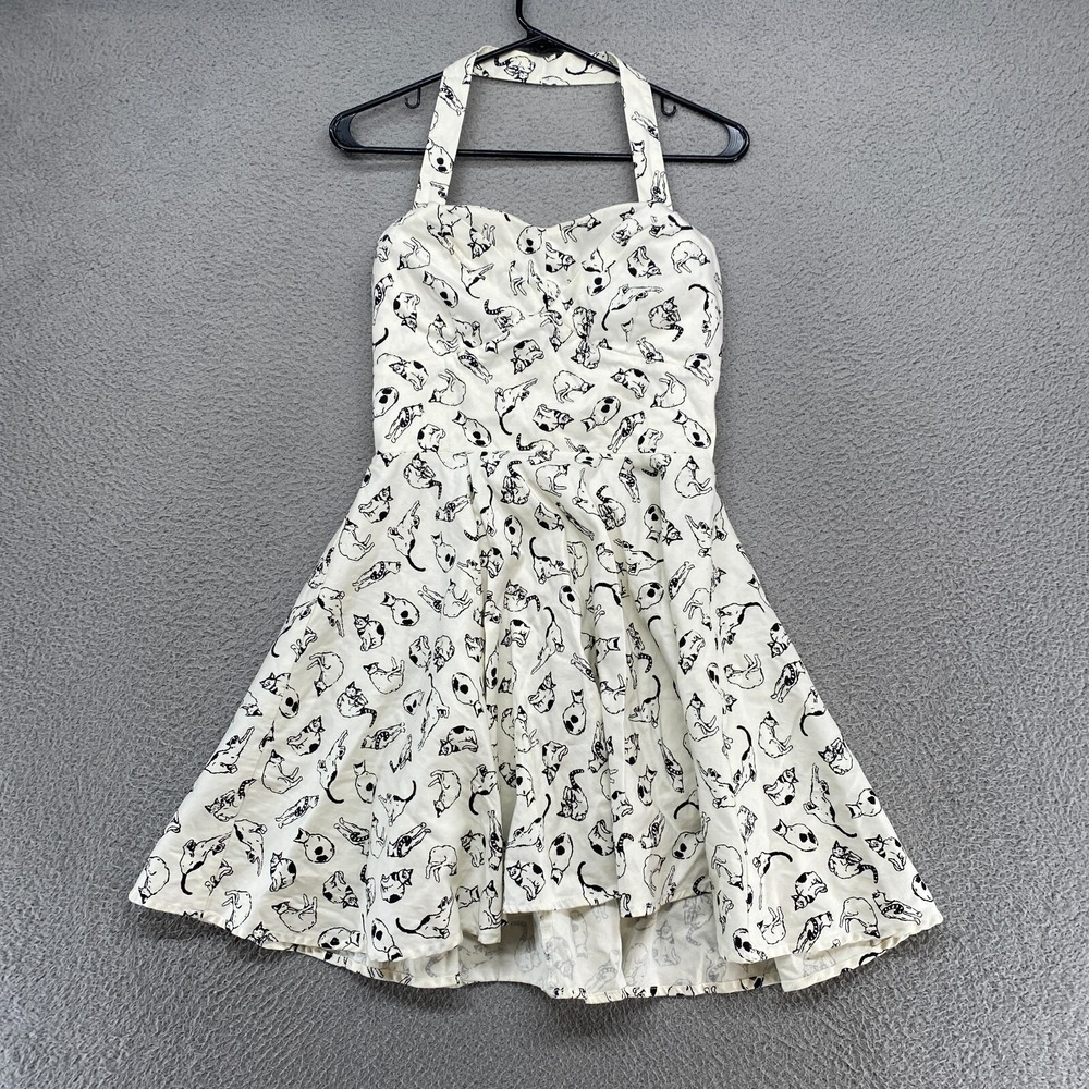Ixia Dress Juniors Large Crazy Cat Lady Pinup Rockabilly 50s 60s Cats Halter